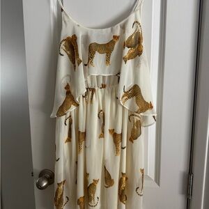 Audrey Ivory Garment with Leopard Print Sheer Lined Mini Dress
